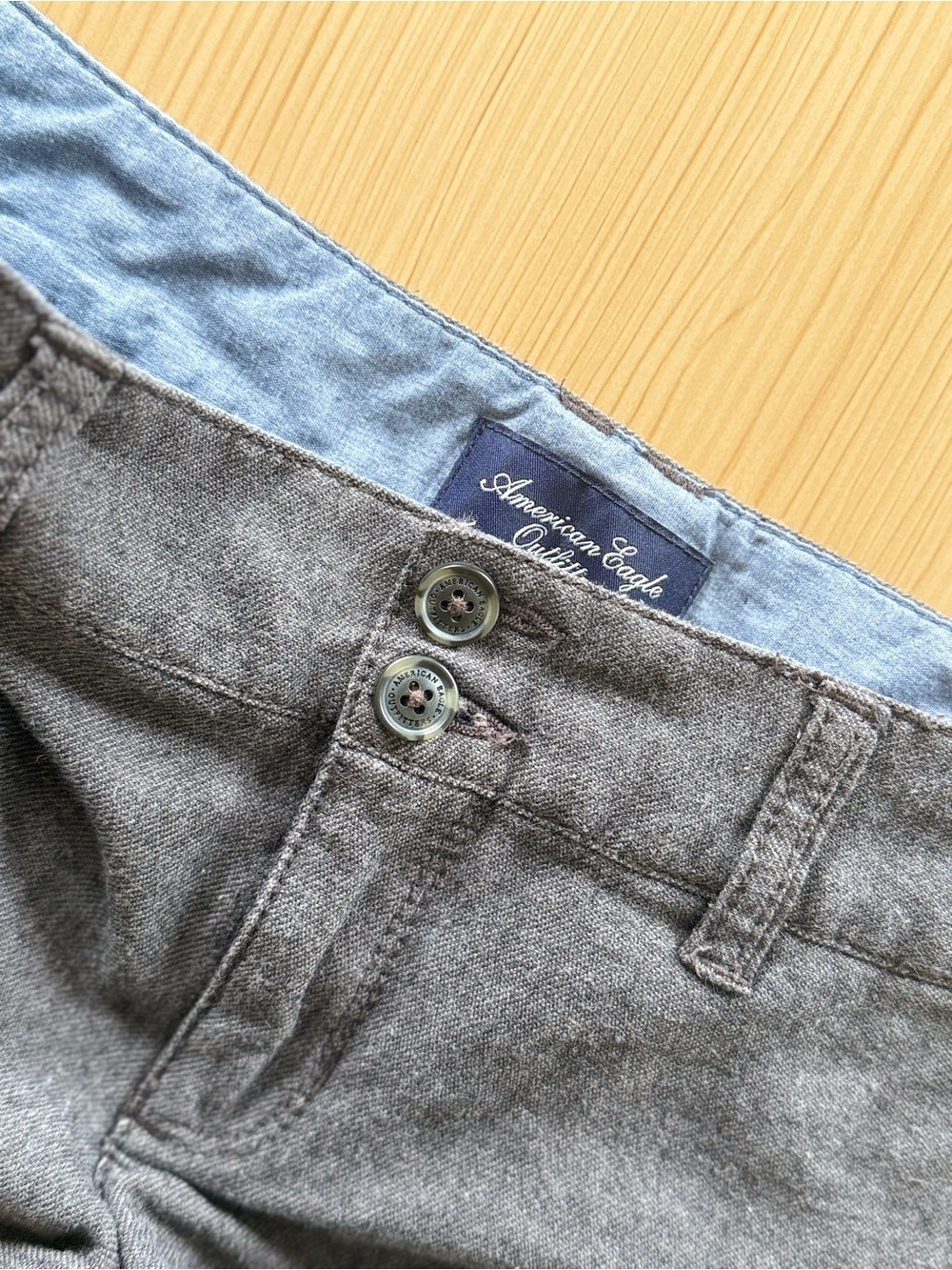 Vintage American Eagle Outfitters Low Rise Shorts Gray Linen Shorts Y2K low cut - Picture 7 of 7